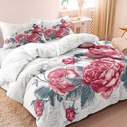PetalFlight - Soft Floral and Bird Bed Linen