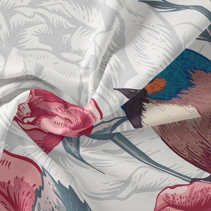 PetalFlight - Soft Floral and Bird Bed Linen