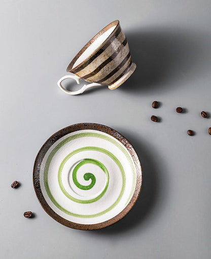 CalmSip - Tasse à matcha en céramique artisanale avec soucoupe