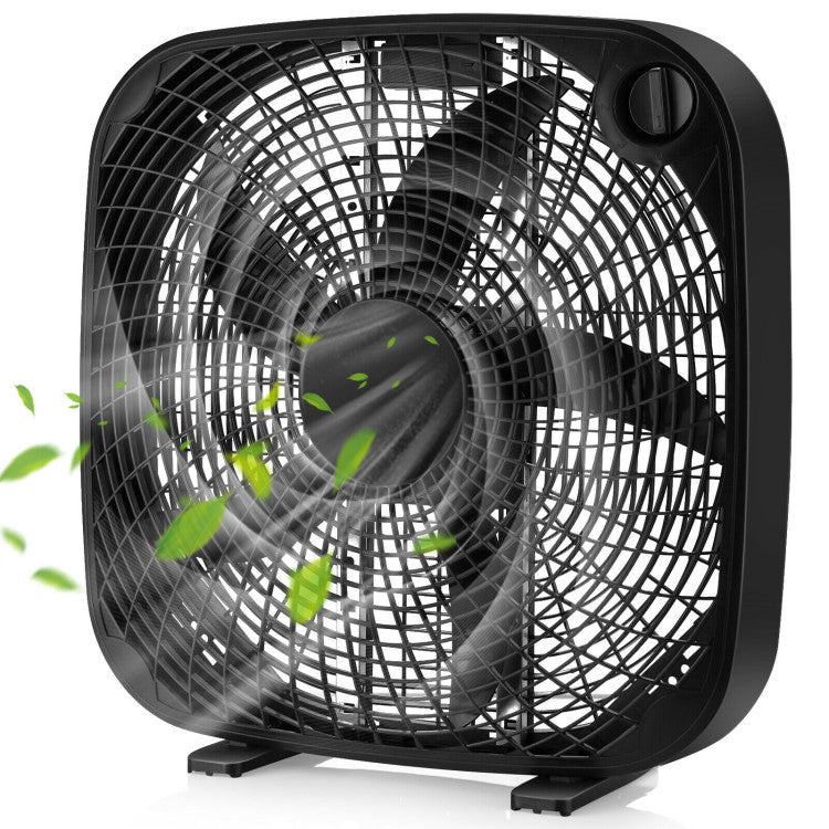 20 Inch Box Portable Floor Fan with 3 Speed Settings and Knob Control 0