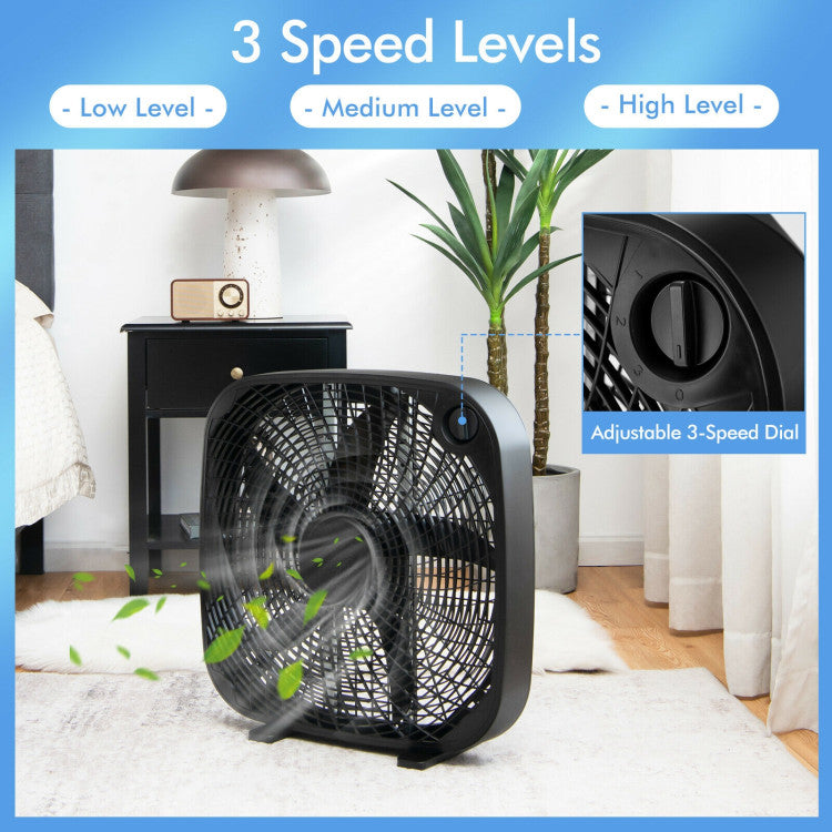 20 Inch Box Portable Floor Fan with 3 Speed Settings and Knob Control 1