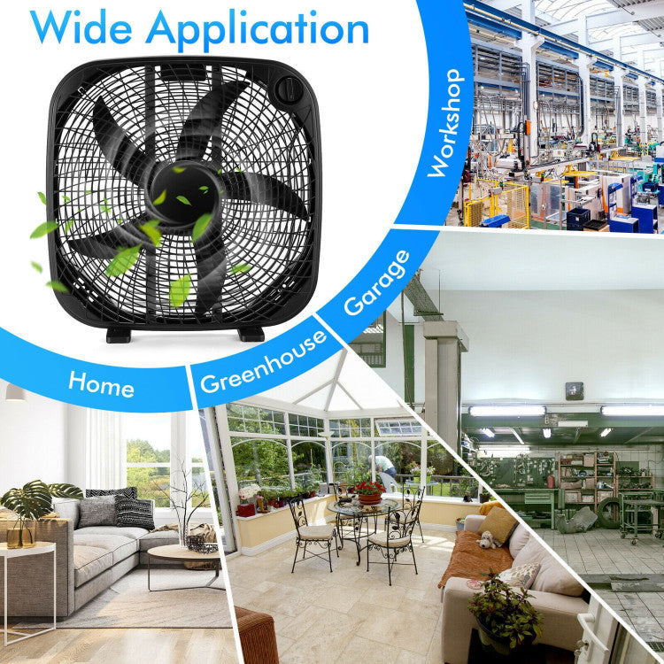 20 Inch Box Portable Floor Fan with 3 Speed Settings and Knob Control 5