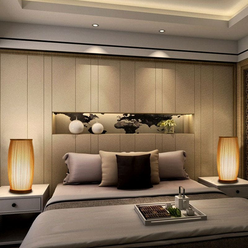 BambooLuxe – Elegancka Lampa Stołowa z Bambusa i Nocna Lampa