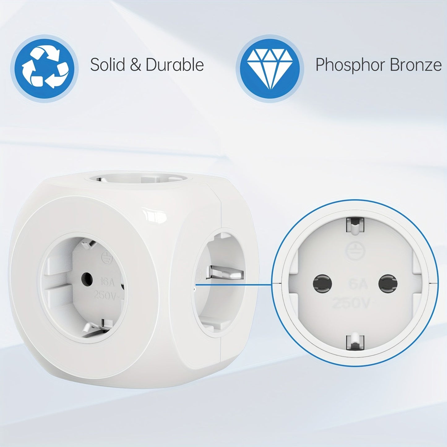 Compact Portable Power Socket Cube with 5 Electric Connections – Lightweight and Safe for Home, Office, and Travel-4