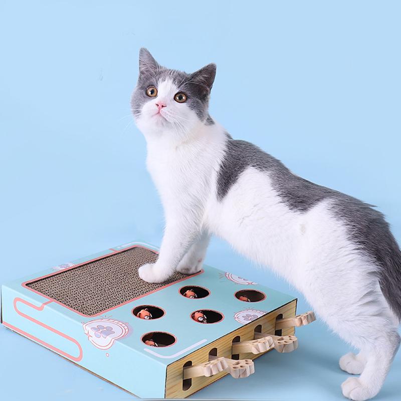 3-in-1 Interactive Cat Playground with Scratching Post, Eco-Friendly Cardboard Design, Space-Saving Toy for Active Play-2