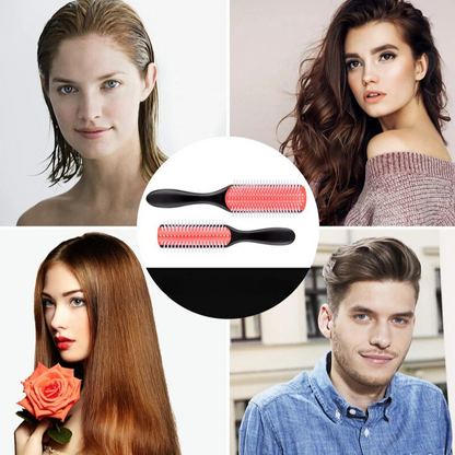 CurlEase - Brosse démêlante à 9 rangées pour cheveux raides et bouclés