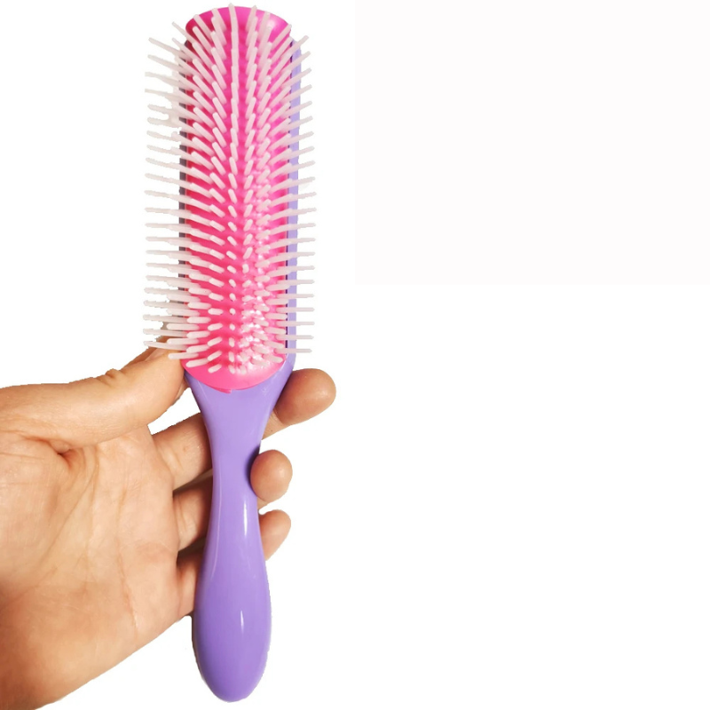 CurlEase - Brosse démêlante à 9 rangées pour cheveux raides et bouclés