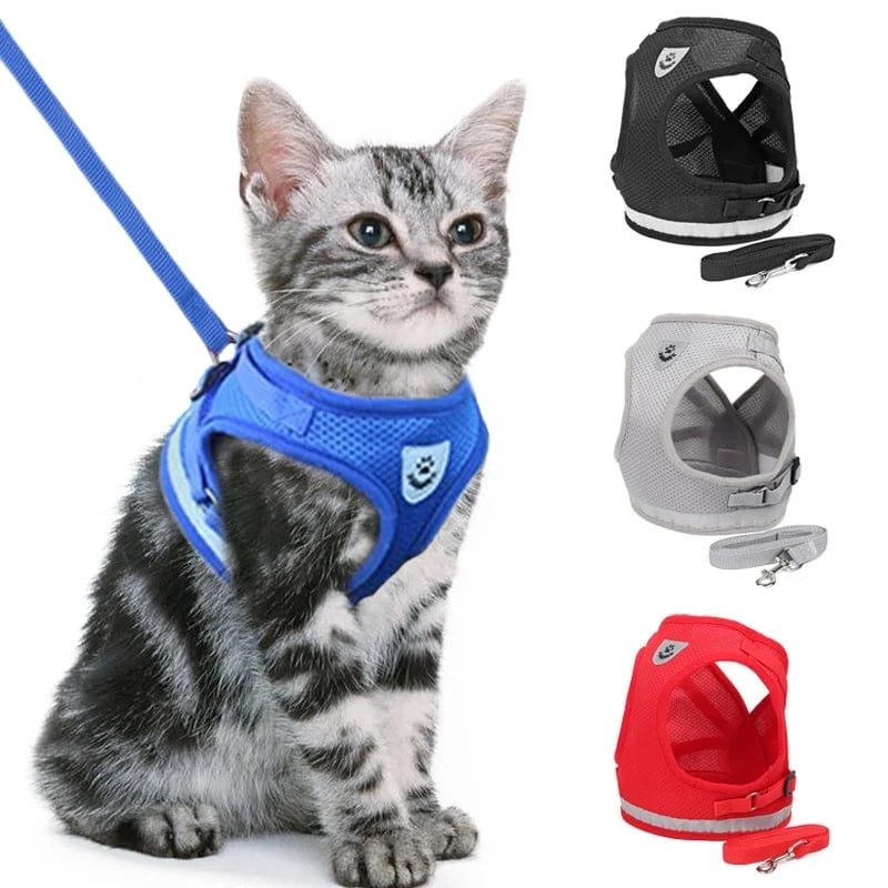 Reflective Cat Harness and Leash Set with Adjustable Straps for Safe Night Adventures – Comfortable Fit for Cats and Kittens-4
