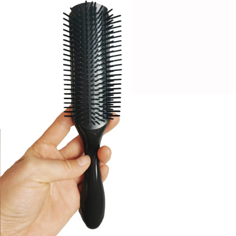 CurlEase - Brosse démêlante à 9 rangées pour cheveux raides et bouclés