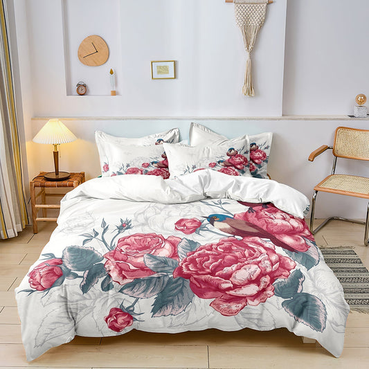 PetalFlight - Soft Floral and Bird Bed Linen