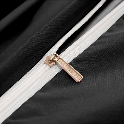 MidnightPetals - Elegant Black and Gold Duvet Set