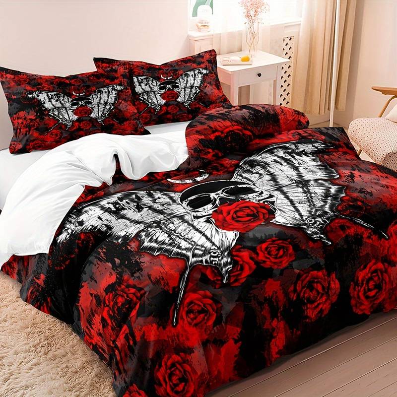 GothicLuxe - Skull & Rose-Themed Bed Set