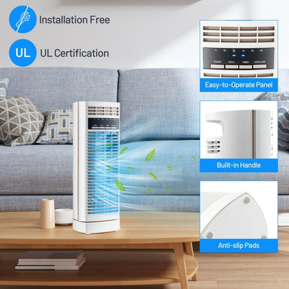 Small Oscillating Desk Fan – 14-Inch Electric Tower Fan with Timer & Adjustable Speeds | Space-Saving Cool | For Personal Indoor Comfort