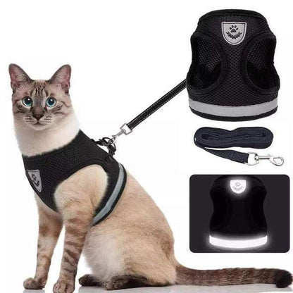 Reflective Cat Harness and Leash Set with Adjustable Straps for Safe Night Adventures – Comfortable Fit for Cats and Kittens-1