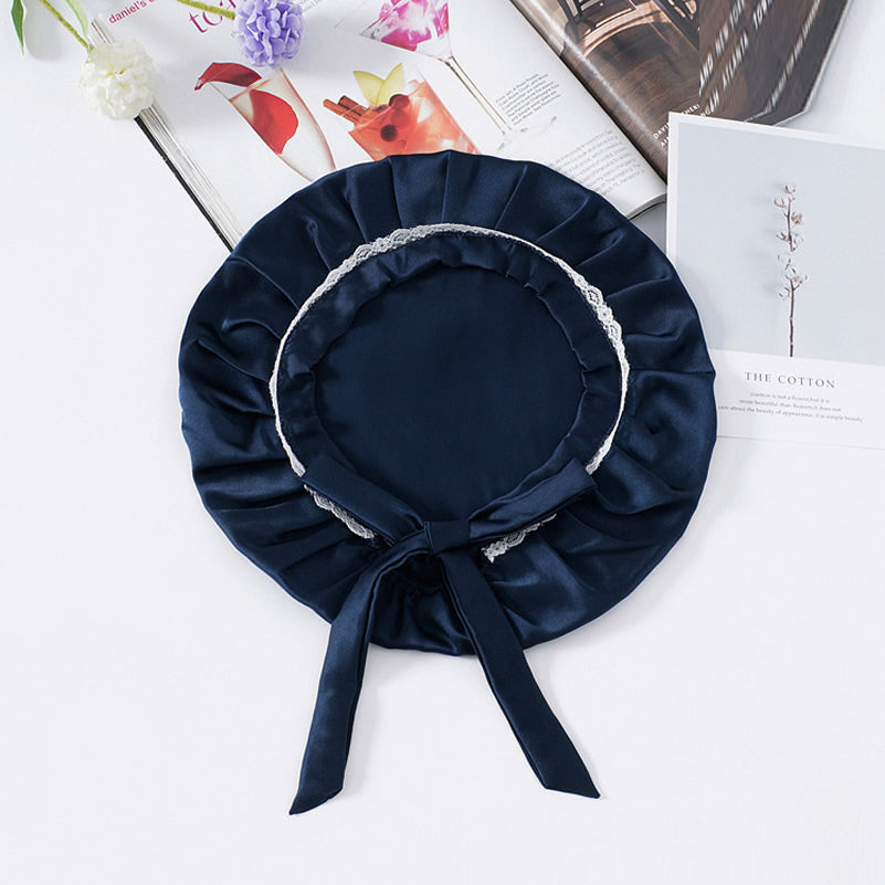 OpalSilk - Silk Lace Sleep Cap with Ribbons
