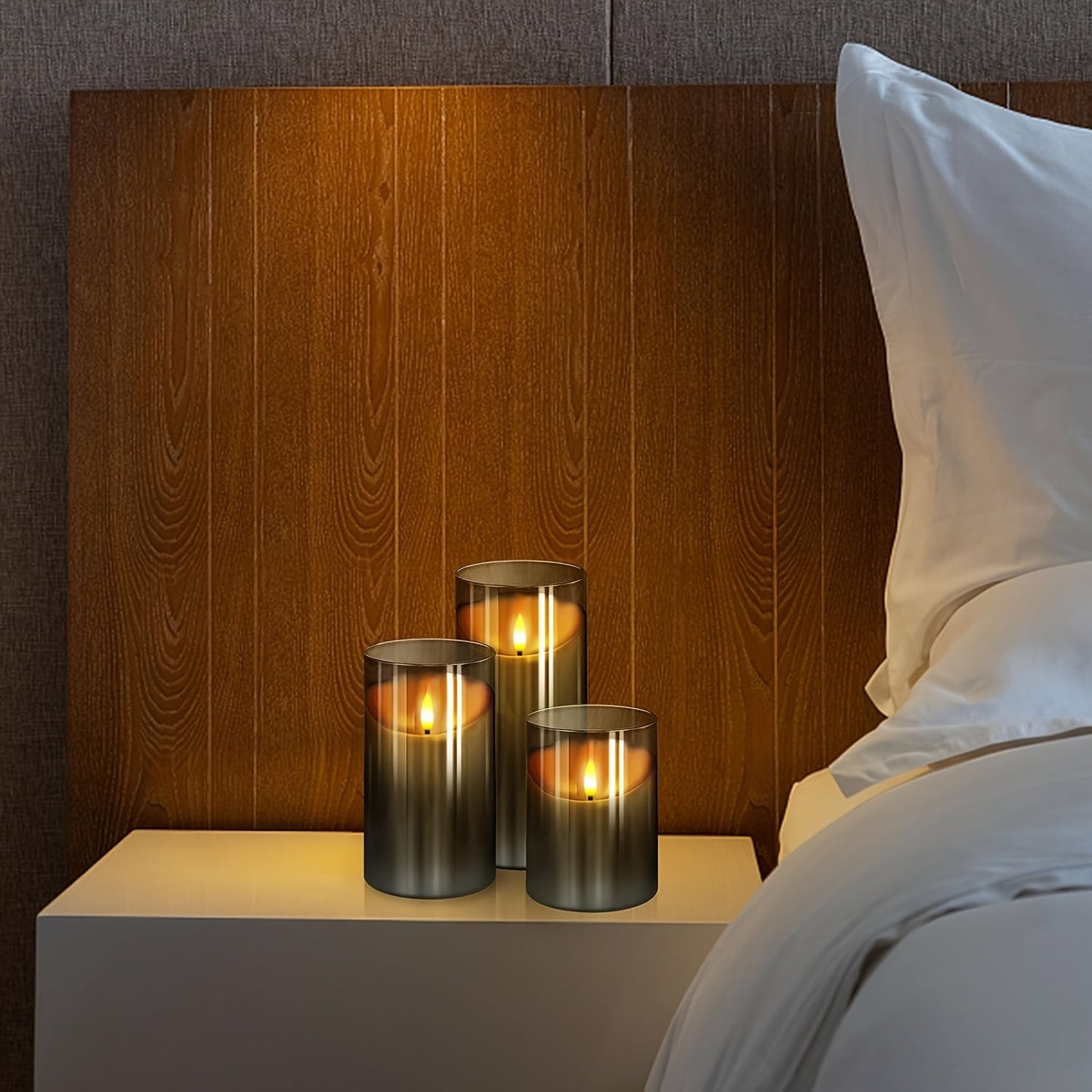 CandleAura - Bougies LED Grises avec Flamme Réaliste