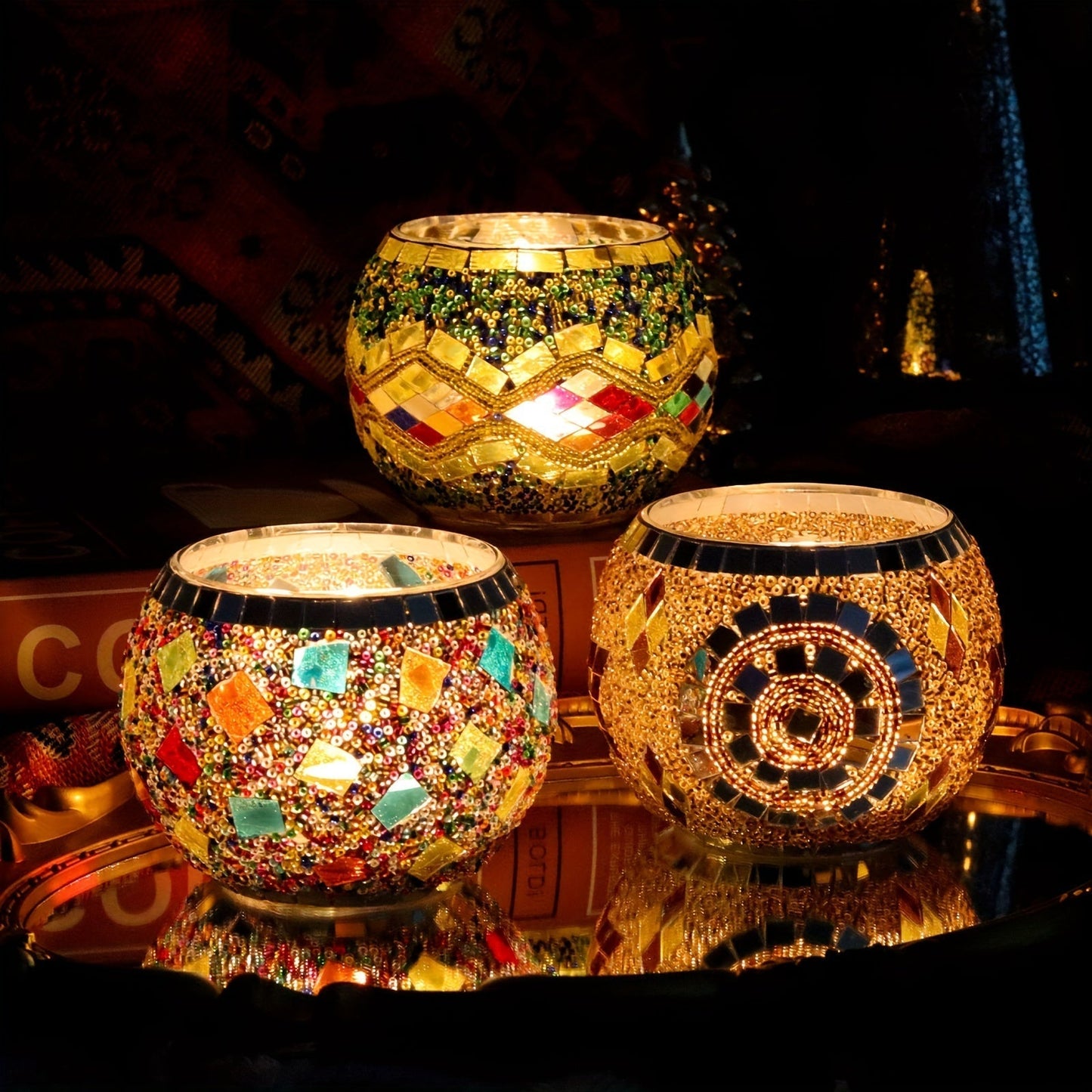 RadiantMosaic - Colorful Tea Light Holders