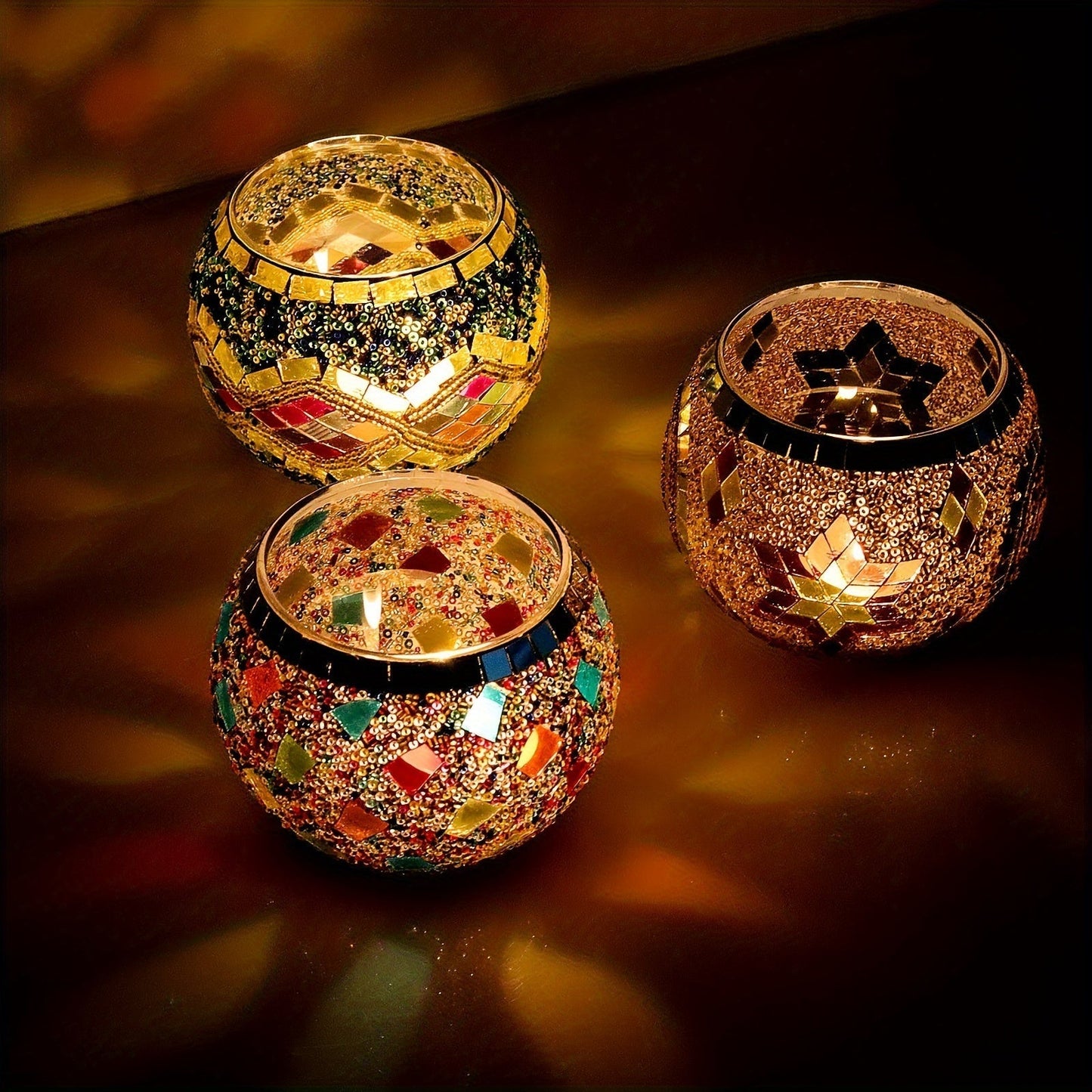 RadiantMosaic - Colorful Tea Light Holders