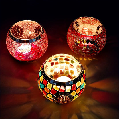 RadiantMosaic - Colorful Tea Light Holders