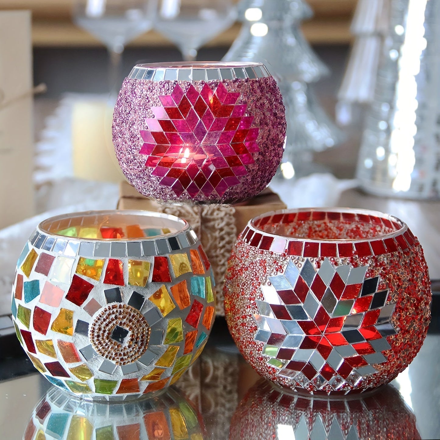 RadiantMosaic - Colorful Tea Light Holders