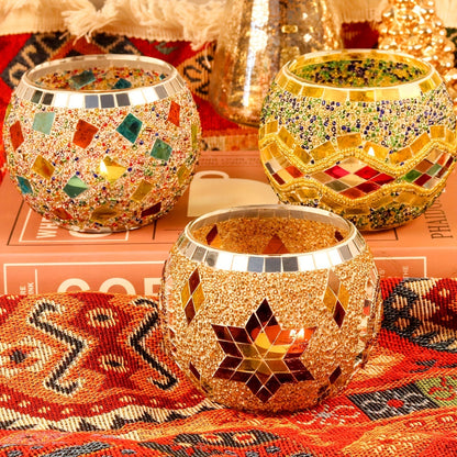 RadiantMosaic - Colorful Tea Light Holders