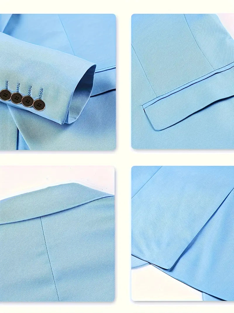 Men's Suit Set Black Size M Polyester Blazer and Pants-3