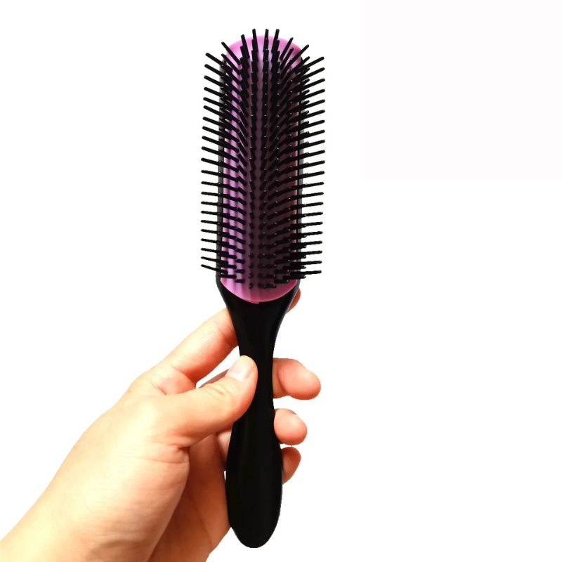 CurlEase - Brosse démêlante à 9 rangées pour cheveux raides et bouclés