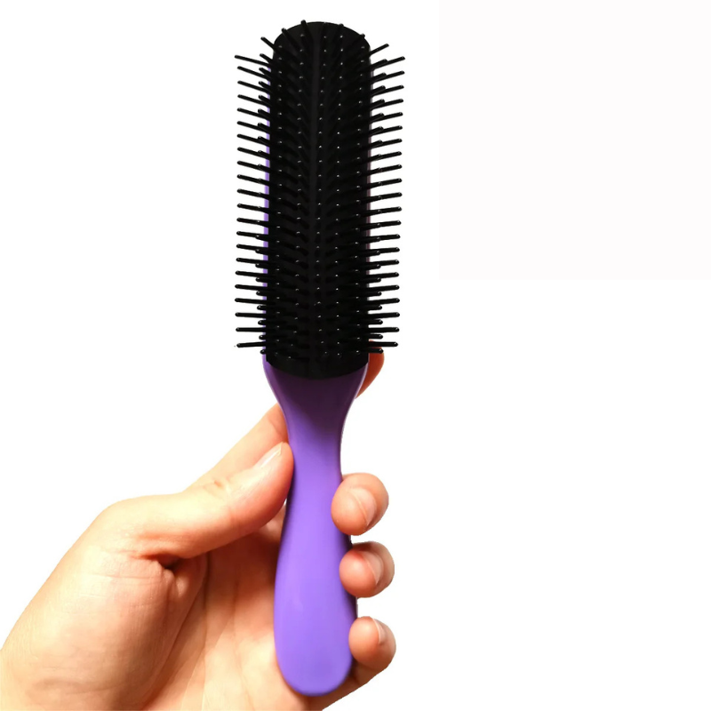 CurlEase - Brosse démêlante à 9 rangées pour cheveux raides et bouclés