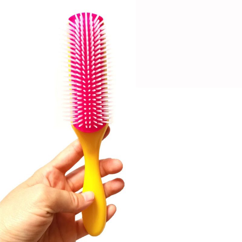 CurlEase - Brosse démêlante à 9 rangées pour cheveux raides et bouclés