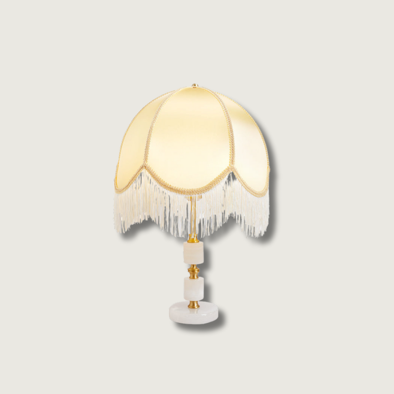 MarbleCharm – Lámpara de Mesa Rústica con Acento de Borlas