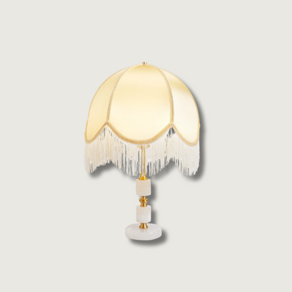 MarbleCharm – Lámpara de Mesa Rústica con Acento de Borlas