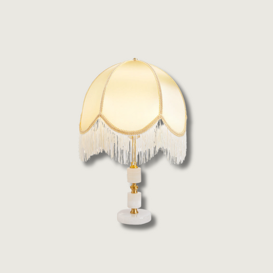 MarbleCharm – Rustic Table Lamp with Tassel Accent