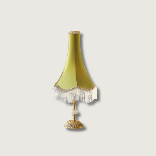 ChicGlow – Marble Footed Table Lamp with Tassel Accents