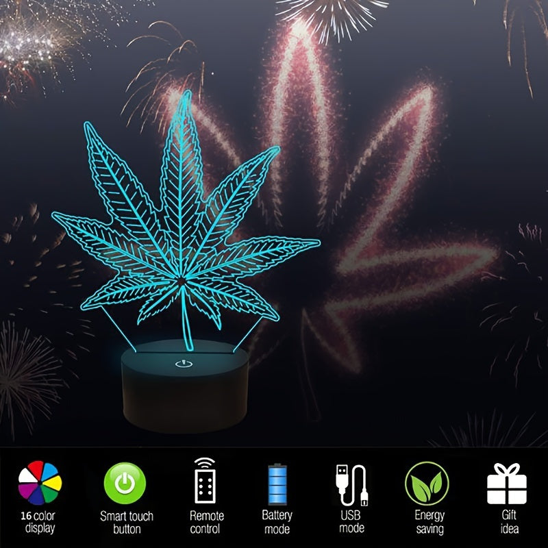 GlowBud - Lámpara de Hoja de Cáñamo 3D