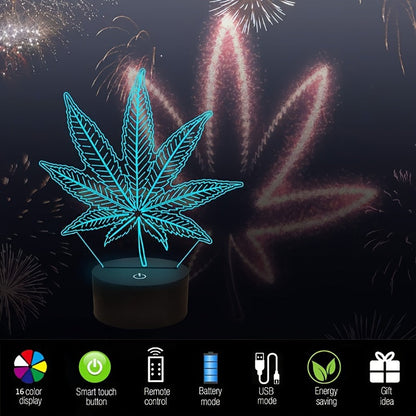 GlowBud - Lámpara de Hoja de Cáñamo 3D