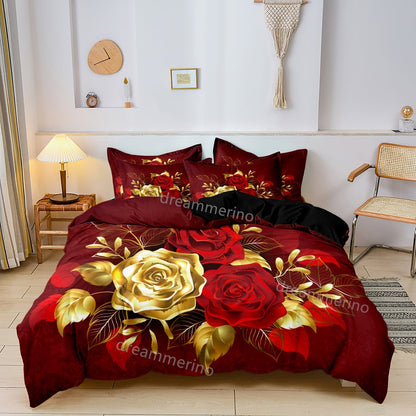 RoseAllure - Romantic Scarlet Rose Duvet Set