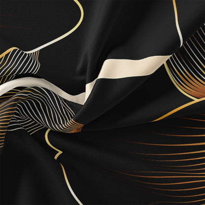 MidnightPetals - Elegant Black and Gold Duvet Set