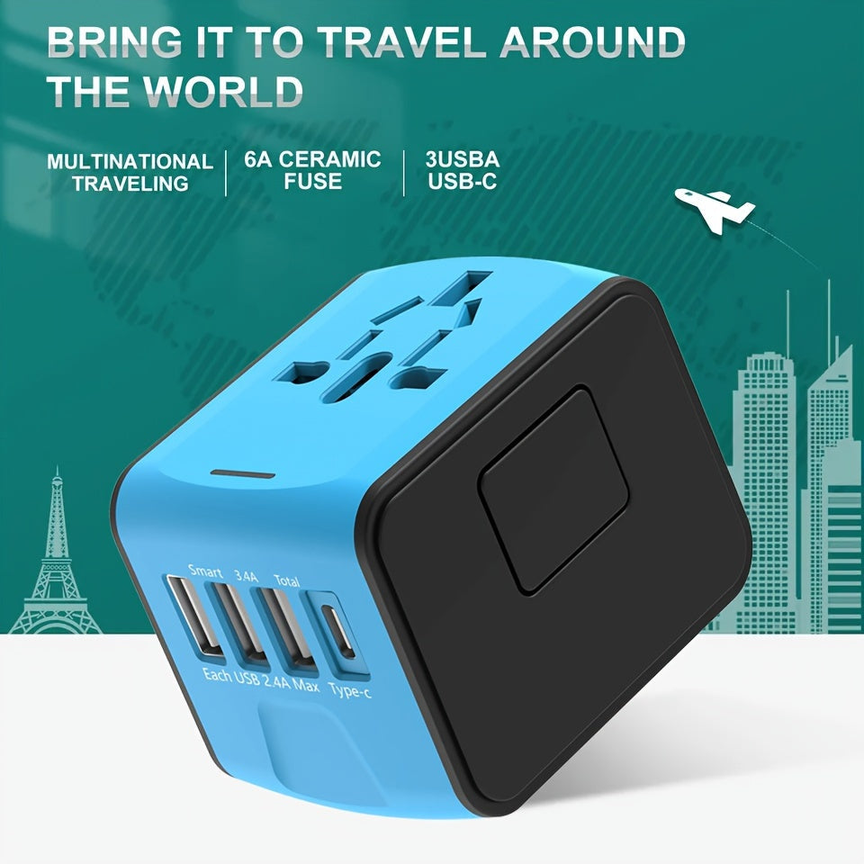 Universal Travel Adapter with 4 USB Ports and Type-C – Global Compatibility, Fast Charging Safety Features-3