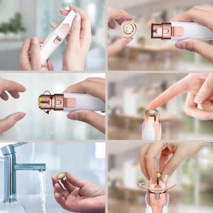 FlawlessBrow - Tondeuse double pour sourcils et visage au design blanc