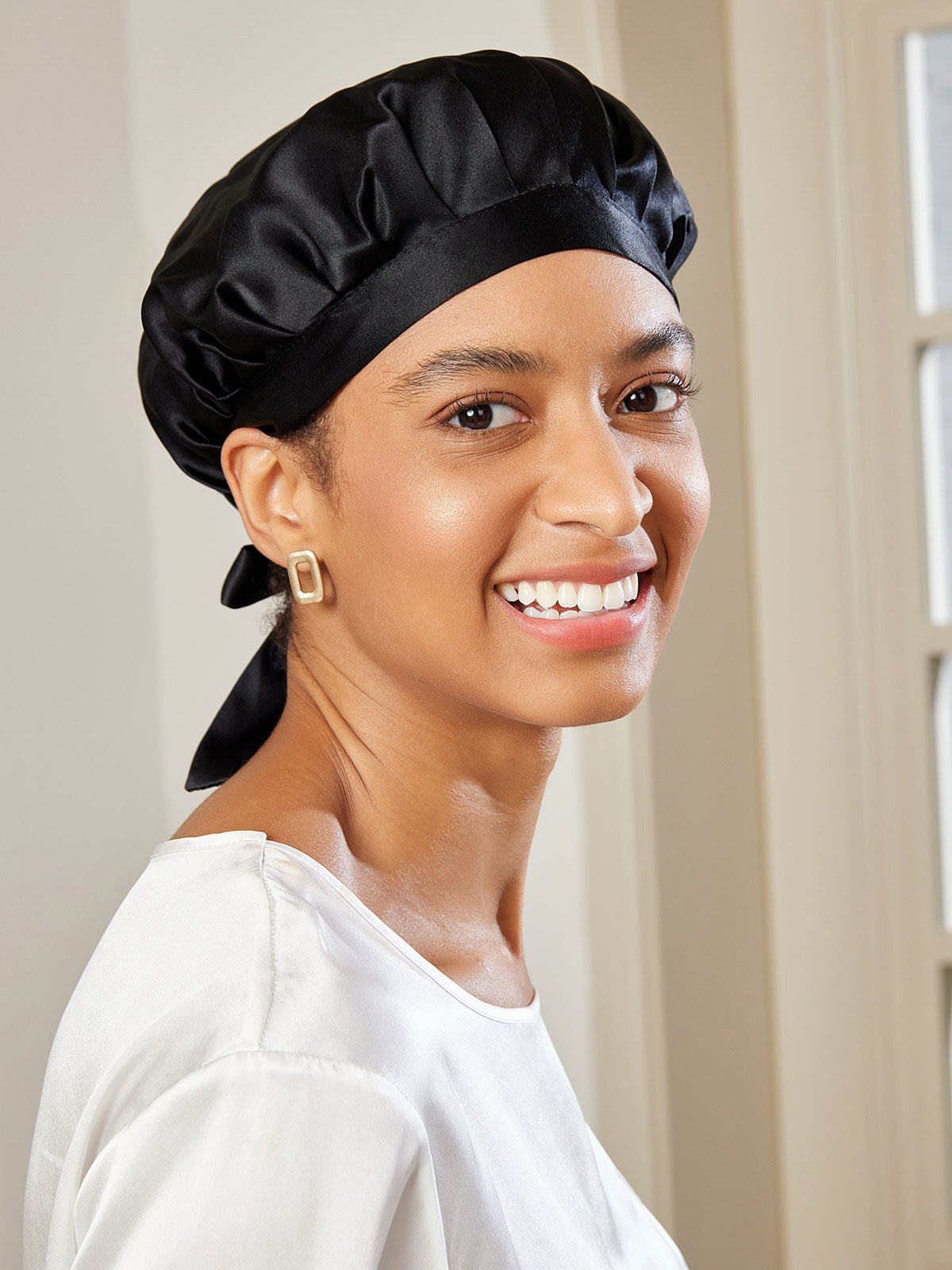 SilkCrown - Classic Silk Sleep Cap with Ribbon