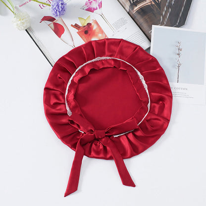 OpalSilk - Silk Lace Sleep Cap with Ribbons