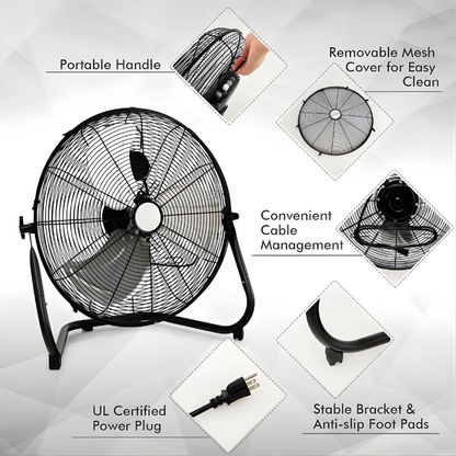 20-Inch High-Speed Floor Fan – Durable Metal Design with 3 Wind Modes | Strong Performance | For Indoor Ventilation & Heat Relief