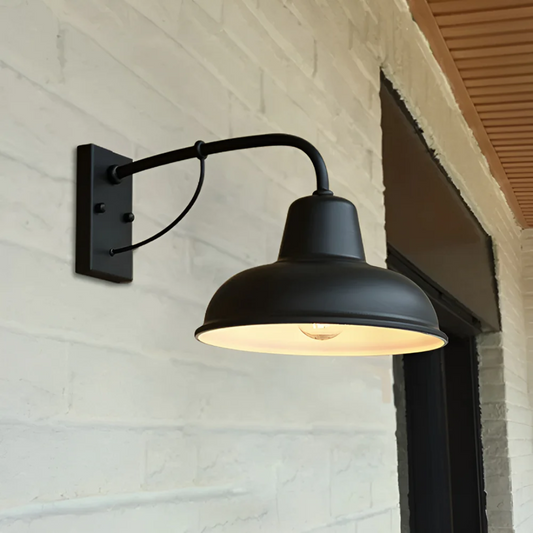 Lyvix - Black Outdoor Wall Lantern, Vintage Industrial Design for Exterior Lighting-1