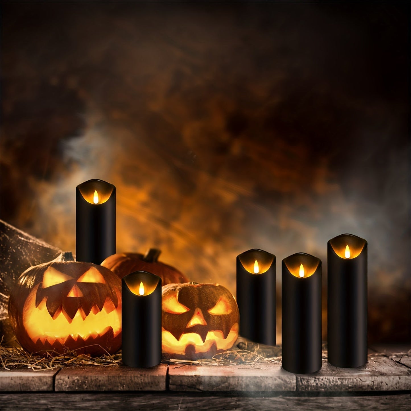 MystiFlame - 5-Piece LED Candle Set with Black Finish