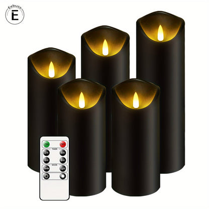 MystiFlame - 5-Piece LED Candle Set with Black Finish