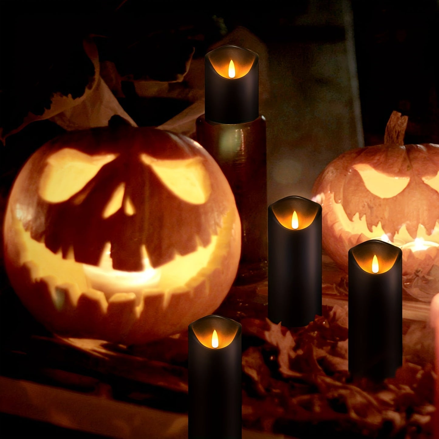 MystiFlame - 5-Piece LED Candle Set with Black Finish