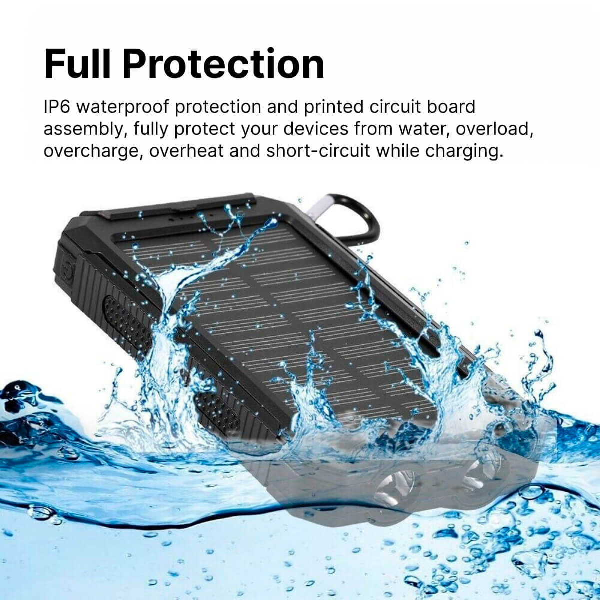 500000mAh Waterproof Solar Power Bank with Dual USB Ports and LED Flashlight - Best Portable Charger for Outdoor Use-6