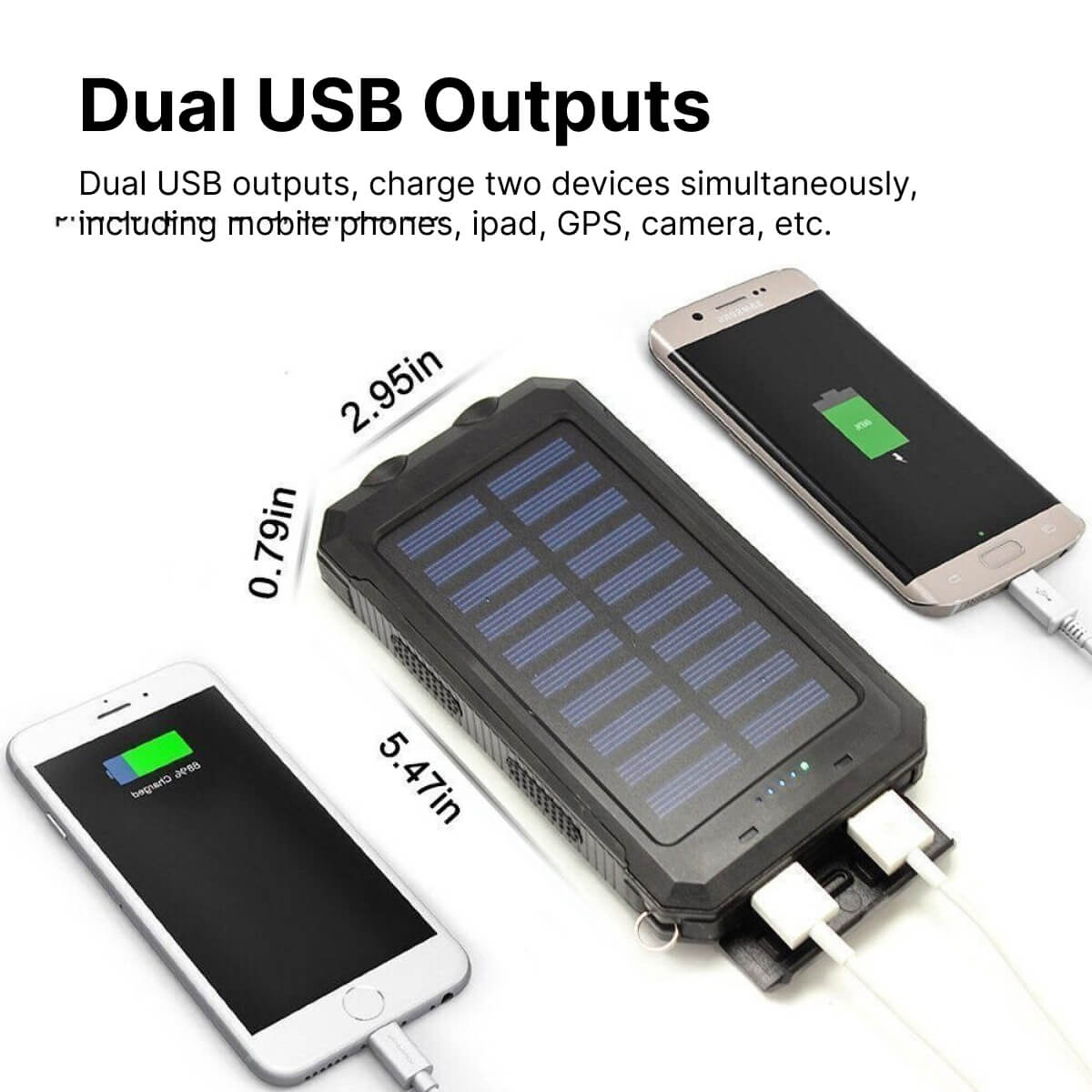 500000mAh Waterproof Solar Power Bank with Dual USB Ports and LED Flashlight - Best Portable Charger for Outdoor Use-3