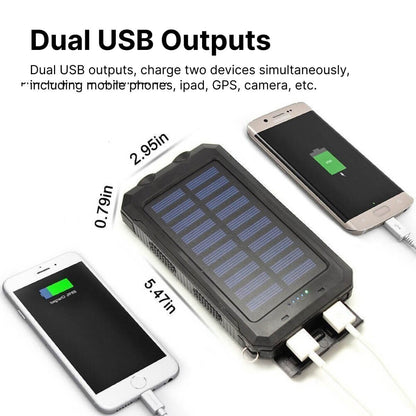 500000mAh Waterproof Solar Power Bank with Dual USB Ports and LED Flashlight - Best Portable Charger for Outdoor Use-3