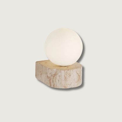 GlobeBeam – Modern Wall Lamp Made from Glass and Travertine